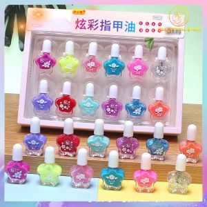 Little Girl Kids Nail Polish Easy Washable 24 Pieces in One Set Kids Nail Polish Makeup Toys