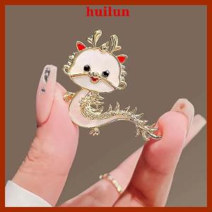 huilun Cartoon Imitation Dragon Brooch For Women Chinese Zodiac Dragon Pins Cute Animal Badge Birthday Jewelry Gift