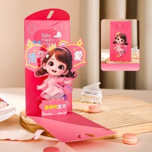 FUNG Blessing Words 3D Creative Red Envelopes Spring Festival Red Lucky Bag New Year Money Bag Traditional 3D Movable Paper 3D Money Pocket Chinese Wedding