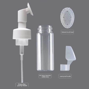 Clear Mousse Foaming Bottle Pump Press Silicone Face Brush Foaming Bottle Foaming Brush Bottle