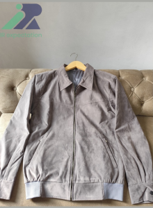 IR Jaket Boxy Pria Suede Jaket Work Boxy Zipper Panjang Polos Pria Kasual Suede Lembut Keren