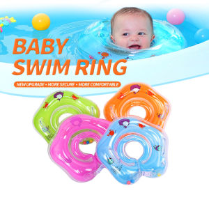 Baby Swimming Ring Cartoon Inflatable Pelampung Leher Floating Inflatable Neck Safety Infants Circle Float for Bathing 4 Colors | Cute Baby