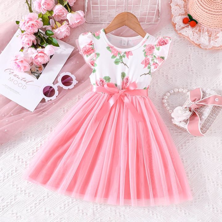 2024 Dress for Kids Girl 1-7 Years Old Baby Girls Princess Dresses Summer  Rainbow Short Sleeve Birthday Party Gown for Children - AliExpress