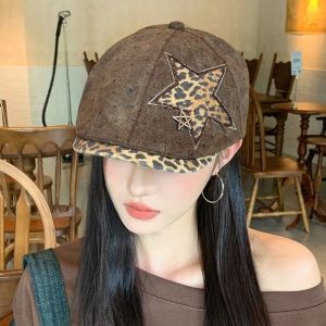 GENENIC Polka Dot Leopard Print Beret Adjustable Star Soft Baseball Hat Retro Newsboy Forward Cap Women