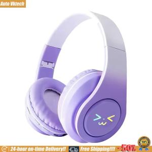 [Auto Vktech] Light-Up Wireless BT Headphones Rechargeable Gradient Color for Home Office School Outdoor Travel