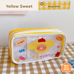 Cutie Jumbo Transparent Pencil Case / Korean Style Kotak Tempat Pensil Besar Dengan Resleting / Muat Banyak / Big Capacity With Zipper