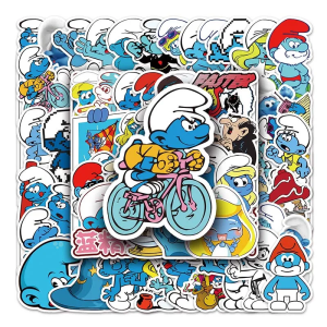 52pcs Disney Cute Cartoon Smurfs Stickers Kawaii Decals Kid Toy DIY Laptop Suitcase Notebook Decoration Sticker