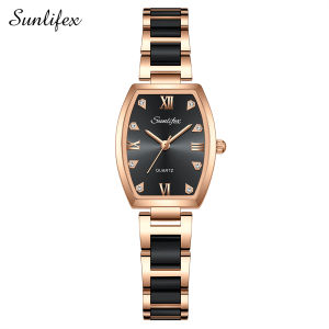 Sunlifex Jam Tangan Wanita 8016 Korea Kuarsa Tali keramik Anti Air Jam Tangan Cewek Original