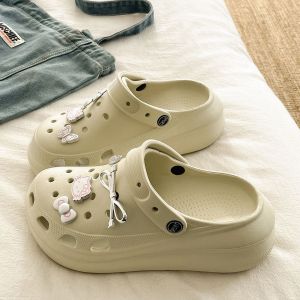 [Free Shipping] New Style Super Soft Perforated Clogs For Summer Versatile For Outdoor Wear Made Of Durable EVA Material Height-Increasing Non-Slip And With A Closed-Toe Design WomenS Slippers