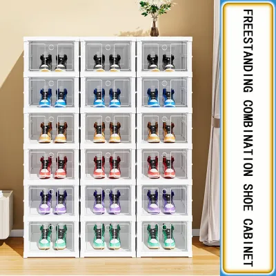 AVINAS Storage organizer shoe box/Big Size 6 Layers Folding Storage Shoe Box Transparent 6 Layer