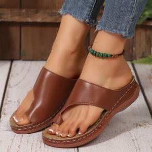 Free Shipping 43 Large Size WomenS Sandals 2026 New Thick-Soled Wedge Heel WomenS Slip-On Sandals
