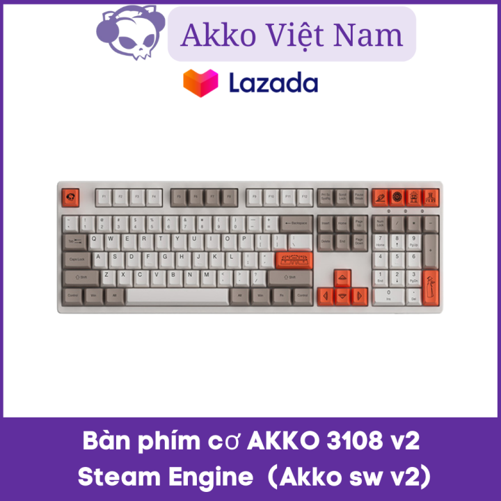 Bàn phím cơ AKKO 3108 v2 Steam Engine (Akko switch v2 / Foam tiêu âm ...