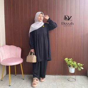 Setelan Wanita Polos Kekinian Bahan Twill One Set Long Tunik Jumbo Terbaru Busui Friendly