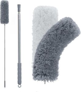 BOOMJOY Duster with Extension Pole Microfiber Feather Duster Extendable Duster with 100 inches Extra Long Pole Dusters for Cleaning Ceiling Fan High Ceiling Blinds Furniture