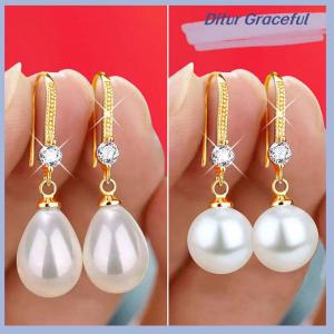 Ditur Jewelry for Women Water Drop Earrings for Women Red White Round Oval Earrings Wedding Engagement Valentines Day Gift