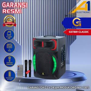 Speaker Portable G POWER GST881 / GST 881 CLASIC Wireless 8inch Bluetooth Free 2 Mic Wireless