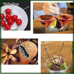 TakeJoy 4PCS Stainless Steel Cocktail Sticks Fruit Sticks Reusable Drink Martini Picks