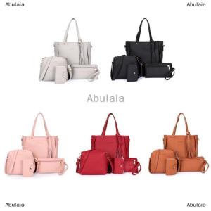 [COD] Abulaia 4PCS Handbag Set Ladies PU Leather Shoulder Bag Four-Piece Picture Mother Bag Single Shoulder Bag Handbag