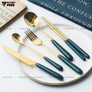 Bộ  6 Thìa Dĩa  Sứ Xương Xanh Hàng Cao Cấp