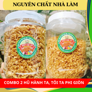 [Combo 2 hũ] 300g hành ta phi giòn + 300g tỏi ta phi giòn - Nguyên chất nhà làm tiện lợi thơm ngon