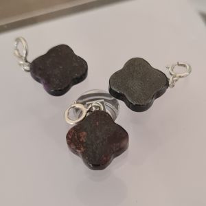 Black Agate Clover Charms
