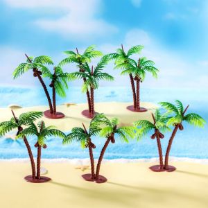 CEMOMEF Decorative Mini Coconut Palm Tree Plastic Coconut Palm Tree Figurines Plastic Plant Model Creative Simulation Artificial Coconut Palm Aquarium