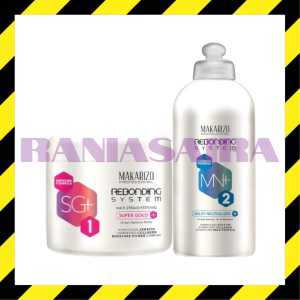MAKARIZO Rebonding System PAKET Step1 500gr & Step2 500ml Pelurus Rambut Smoothing Straightening