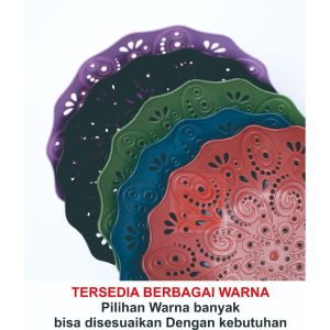 Termurah New motif bunga piring rotan plastik lusinan 12 pcs anyaman warna acak Tebal