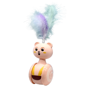 Cat Toy Tumbler With Teaser Feather Running Cat Toy For Cats Toy Automatic Chaser Hunting Instinct Cat Accessories Mainan Kucing Barang Kucing
