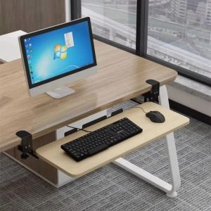 USEFUL TOOL C Clamp Mount Under Desk Keyboard Tray Pull Out Extra Sturdy Retractable Keyboard Rack No Drilling Silent Slide Keyboard Stand