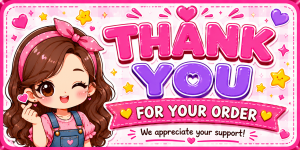 3x2 Inch Thank You Sticker 50pcs | Pre-Cut & Ready to Use