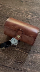 Stylish Leather Watch Travel Case 2 Slot Wristwatch Holder Accessory Storage Box for Travelers and Collectors