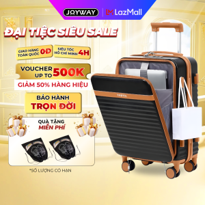 HÀNG MỚI VỀ Vali Xách Tay TROP002 JOYWAY Mở Mặt Trước Cao Cấp Khóa TSA Dây Kéo YKK Bánh Xe 360° Có Móc Treo