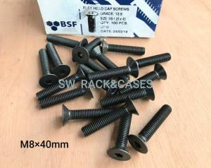 น็อตตัวผู้หัวจมเตเปอร์เบอร์ 12# ขนาด M8x40mm เกลียวตลอด 1.25mm ( ยาว4cmรวมหัวน็อต) Grade :12.9 Black Oxide เกรดแข็ง 12.9 น็อตไทยยี่ห้อ BSF แข็งแรงได้มารตฐาน
