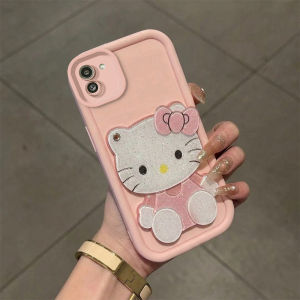 Feadship Case for SAMSUNG A03 5g phone casing Softcase Silicone shockproof Cover new design aesthetic cute pink cat mirror with holder for girls JTMJZJ1