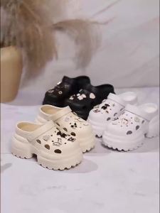 [Free Shipping] EVA 10Cm Thick-Soled High-Heeled Black And White Bear Clogs WomenS New Summer Lightweight Sandals