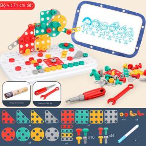 Bộ đồ chơi kỹ sư lắp ráp kèm khoan điện - đồ chơi vặn ốc vít - Cho bé từ 3 tuổi