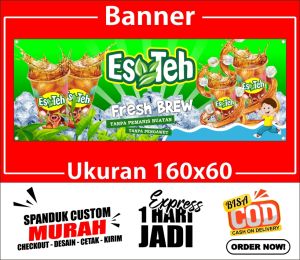 Banner ES TEH Spanduk ES TEH ukuran 160x60cm  COD. Banner ES TEH Spanduk ES TEH ukuran 160x60cm