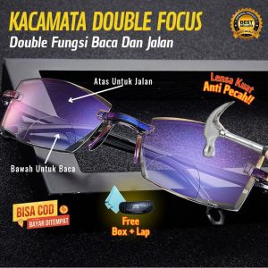 Kacamata Plus Baca Dan Jalan Pria Wanita Kacamata Double Fokus Anti Blueray Antiradiasi Cahaya Biru