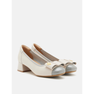 PAZZION 817-5A Leanna Leather Bow Low Block Heels