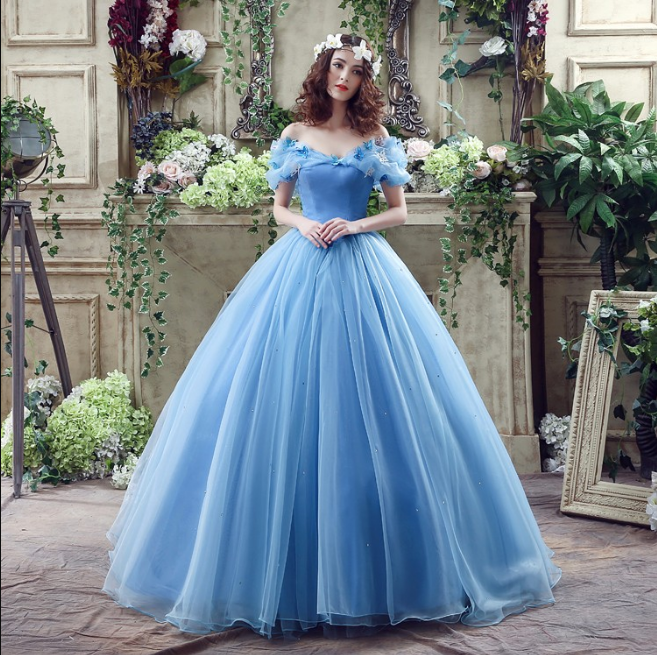 Gaun Wedding Dress Princess ball gown off- shoulder cinderella