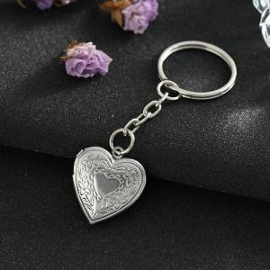 Personalized Heart Photo Frame Pendant Keychain with Floating Locket Design To Insert Mini Picture Stainless Steel Jewelry Gift for Her Birthday Valentine Day Anniversary Keepsake Memory Jewelry Trendy Accessory