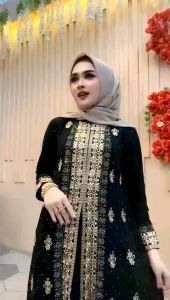BISA COD || ALISHA MUSLIM FASHION ABAYA HITAM GAMIS ABAYA HIKMAT HITAM TERBARU GAMIS OUTER HITAM BORDIR