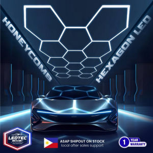 LEDTEC Hexagon LED Lighting Car Detail Garage Workshop Retail Light Honeycomb Hex 8x16 ft | Car Wash Computer Shop Motor Show Room | Garage Light Hexagon Lights Lamp 220V LED Tube Honeycomb Ceiling Lighting For Auto Car Body Repair LED Workshop