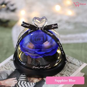 Preserved Flower Glass Dome Rose Carnation - Clear Display Jar LED Fairy Lights - Wedding Anniversary Birthday Gift