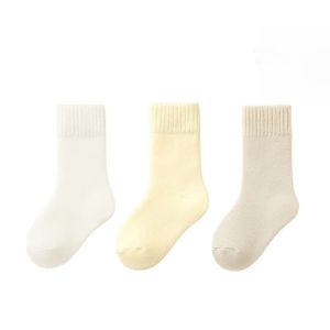 BUQBT 3 pairs Plush Warm Wool Socks Super Thicker Childrens Anklets Socks Solid Color Thermal Terry Socks for Toddlers