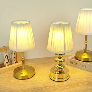 Fabric Metal Table Lamp Rechargeable Touch LED Decorative Atmosphere Light USB Bedside Creative Night Light