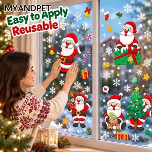 Hot Sale Christmas Window Sticker Santa Claus Tree Elk Sticker New Year Festival Home Party Decor