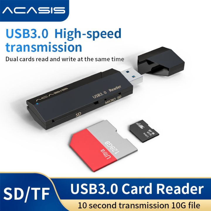 Acasis Card Reader USB 3.0 to SD Micro SD TF Memory Card Adapter for