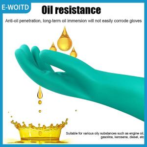 【E-WOITD】 1Pair Thick Nitrile Gloves - Chemical Acid Resistant Waterproof Long Sleeve Gloves For Gardening Chemical Painting Latex Free